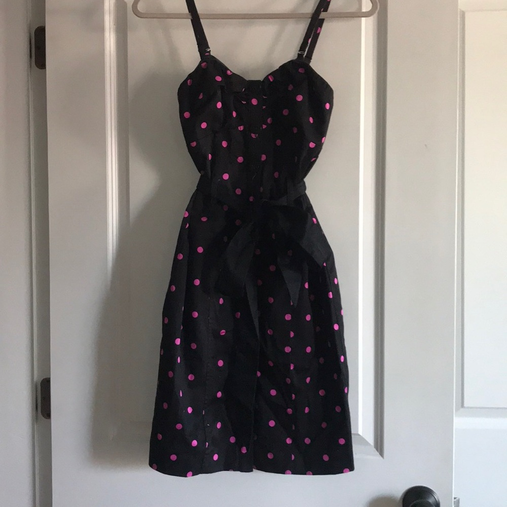 Black/pink polka dot dress